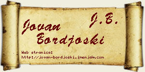 Jovan Borđoški vizit kartica